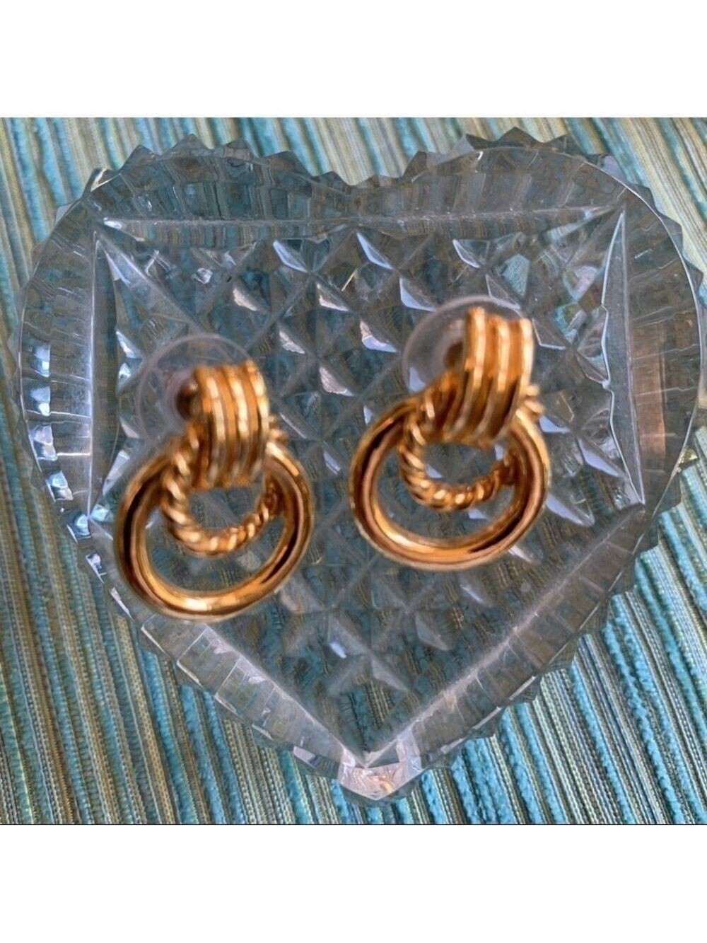Vintage gold tone rope loop earrings